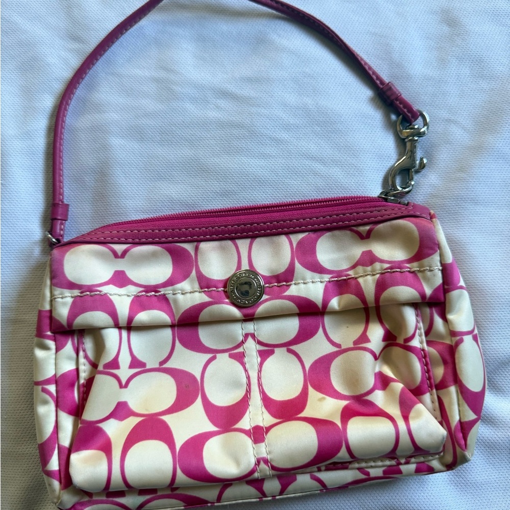 Coach Pink and Cream Wristlet
